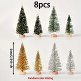 NNETM Set of 8 Pine Needle Christmas Tree Micro Bonsai Decorations