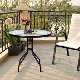NNECW 80 cm Round Coffee Table with Umbrella Hole for Patio