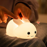 NNETM LED Cute Bunny Night Light - Rechargeable Color Changing Lamp for a Glowing Rabbit Experience- Colorful With Remote