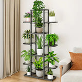 NNETM Heightened Dark Gray Metal Combination Flower Rack - Multi-Pot Succulent Holder