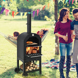 NNECW 3-in-1 Pizza Oven Wood Fired Portable Outdoor BBQ Grill Smoker Pizza Maker