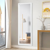 NNECW Wall Mounted Dressing Mirror with Hanging Hooks for Bedroom White