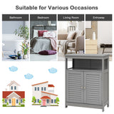 NNECW Storage Cabinet with Lamellar Doors and Shelf for Bathroom