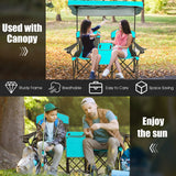 NNECW 2-Person Folding Canopy Chairs with Sun Shade for Beach