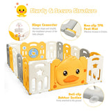 NNECW Foldable Baby Playpen with Cute Yellow Duck Pattern