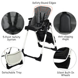 NNECW Highchair for Babies and Toddlers with Multiple Adjustable Backrest-Gray