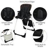 NNECW Highchair for Babies and Toddlers with Multiple Adjustable Backrest-Black