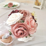 NNETM Exquisite 25-Piece Champagne Red Artificial Rose Flower Arrangement