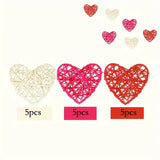 NNETM Valentine's Day Vine Heart Craft Set - 15pcs Heart-Shaped Willow Vase Fillers in White, Pink, and Red