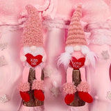 NNETM Romantic Handmade Plush Valentine's Day Gnome Decor Set - Long Leg Love Heart Design