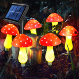 NNETM Solar Red Mushroom Garden Lights - 8 Modes Waterproof Decorative Outdoor Lighting (Set of 8)