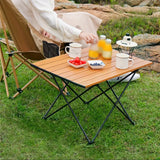 NNETM Portable Folding Outdoor Picnic Table - Aluminum Alloy, Wood Color