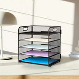 NNETM Black Mesh Desktop File Organizer - 5-Layer, Portable and Sleek Design