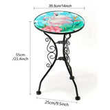 NNETM Flamingo Round Glass Top Outdoor Patio Side Table