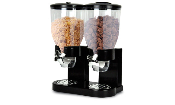 NNEDPE Double Cereal Dispenser Dry Food Storage Container Black