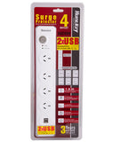 NNEDPE 4 Outlet Surge Protected Powerboard with Dual Usb Charging Ports