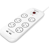 NNEDPE 6 Outlet Surge Protected Powerboard With Dual Usb Charging Ports