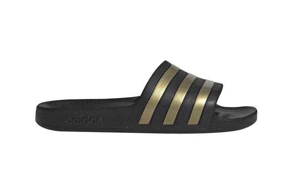 NNEKG Unisex Adilette Aqua Slides (Black Gold Black Size 6 US)