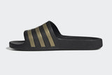 NNEKG Unisex Adilette Aqua Slides (Black Gold Black Size 6 US)