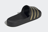 NNEKG Unisex Adilette Aqua Slides (Black Gold Black Size 6 US)