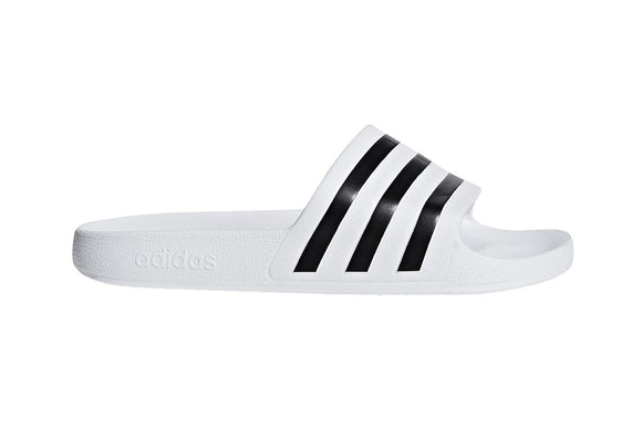 NNEKG Unisex Adilette Aqua Slides (White Black White Size 9 US)