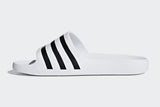 NNEKG Unisex Adilette Aqua Slides (White Black White Size 9 US)