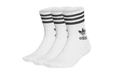 NNEKG Unisex Mid Cut Crew Socks 3 Pack (White Black Size M)