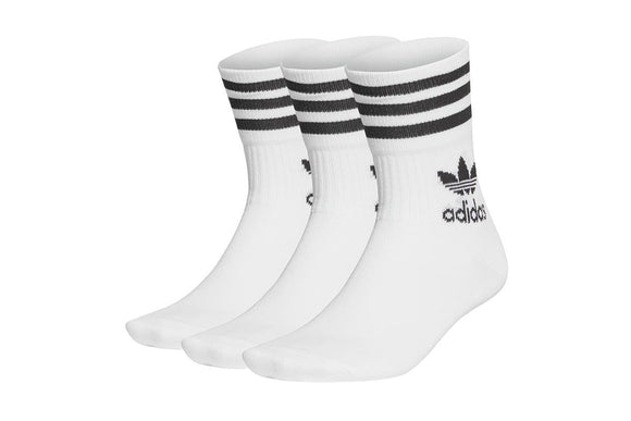 NNEKG Unisex Mid Cut Crew Socks 3 Pack (White Black Size S)