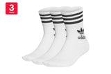 NNEKG Unisex Mid Cut Crew Socks 3 Pack (White Black Size M)