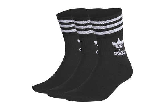 NNEKG Unisex Mid Cut Crew Socks 3 Pack (Black White Size S)