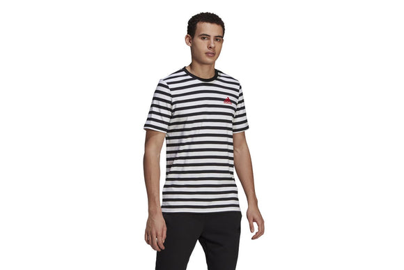 NNEKG Mens Stripy Jersey T Shirt (Black White Size L)
