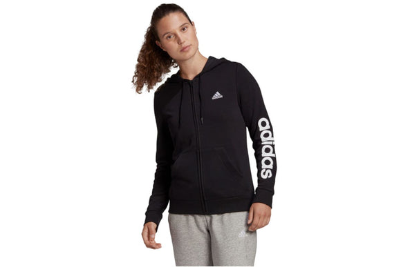 NNEKG Womens Essentials French Terry Full Zip Hoodie (Black White Size L)