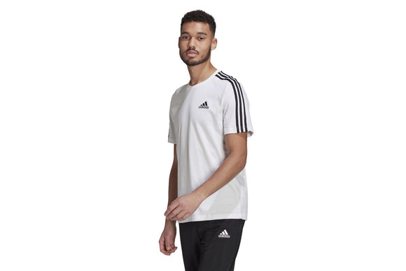 NNEKG Mens 3 Stripes Core Sport Inspired Jersey Tee (White Black Size L)