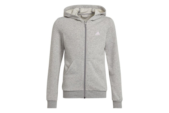 NNEKG Girls Big Logo Full Zip Hoodie (Medium Grey Heather Clear Pink Size 14 15Y)