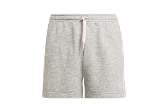 NNEKG Girls 3 Stripe Shorts (Medium Grey Heather Clear Pink Size 14 15Y)