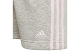NNEKG Girls 3 Stripe Shorts (Medium Grey Heather Clear Pink Size 11 12Y)