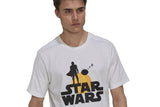 NNEKG Mens Graphic Star Wars T Shirt (White Black Size 2XL)