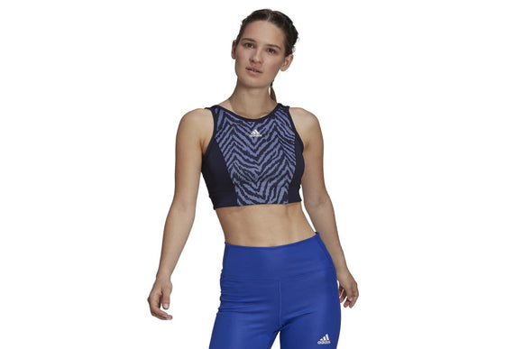 NNEKG Womens Zebra Crop Top (Legend Ink Orbit Violet Size L)