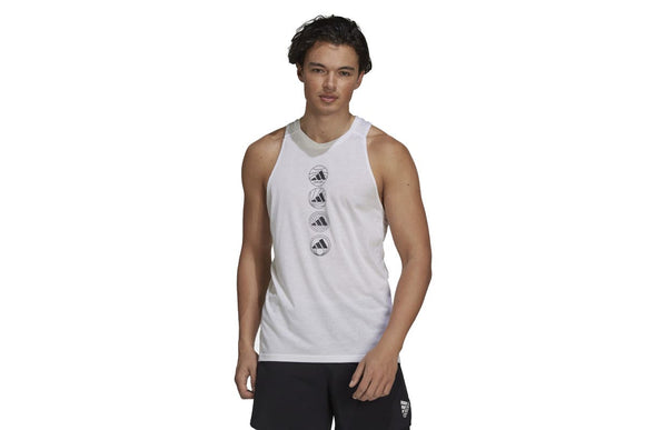 NNEKG Mens Run Logo Tank (White Size L)