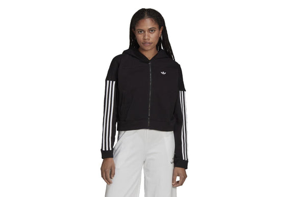 NNEKG Womens Trefoil Moments Cropped Zip Hoodie (Black Size XL)