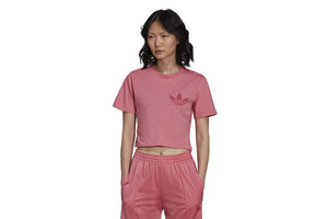 NNEKG Womens Trefoil Moments Cropped T Shirt (Rose Tone Size L)