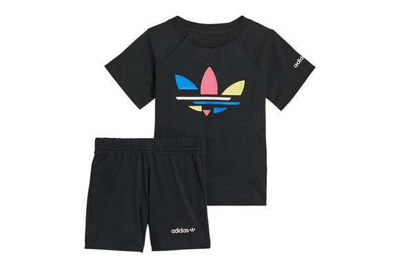 NNEKG Kids Adicolour Shorts & Tee Set (Black Size 6 9M)