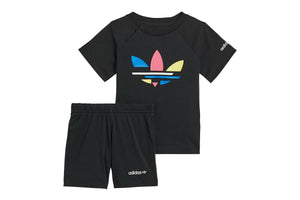 NNEKG Kids Adicolour Shorts & Tee Set (Black Size 3 6M)