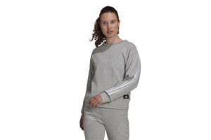 NNEKG Womens Future Icons 3 Stripe Crew Sweatshirt (Medium Grey Heather Size XS)