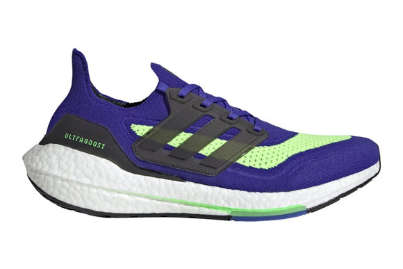 NNEKG Mens Ultraboost 21 Shoes (Sonic Ink Black Screaming Green Size 11.5 US)