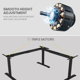 NNEMB Corner Standing Desk-173x173cm-Sit to Stand Up Electric Height Adjustable-Walnut Style/Black