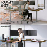 NNEMB Corner Standing Desk-173x173cm-Sit to Stand Up Electric Adjustable Height-Walnut Style/Silver