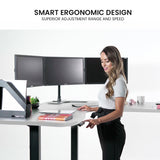 NNEMB Corner Standing Desk-173x173cm-Sit to Stand Up Electric Height Adjustable-White/Black