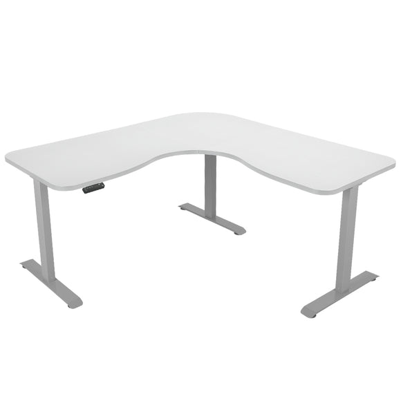 NNEMB Corner Standing Desk-173x173cm-Sit to Stand Up Electric Height Adjustable-White/Silver