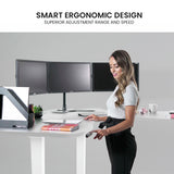 NNEMB Corner Standing Desk-173x173cm-Sit to Stand Up Electric Height Adjustable-White